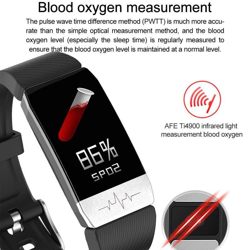 T1S Smart Watch Band With Temperature Measure ECG Heart Rate Blood Pressure Monitor Weather Forecast Drinking Remind Smartwatch - deviceUPS